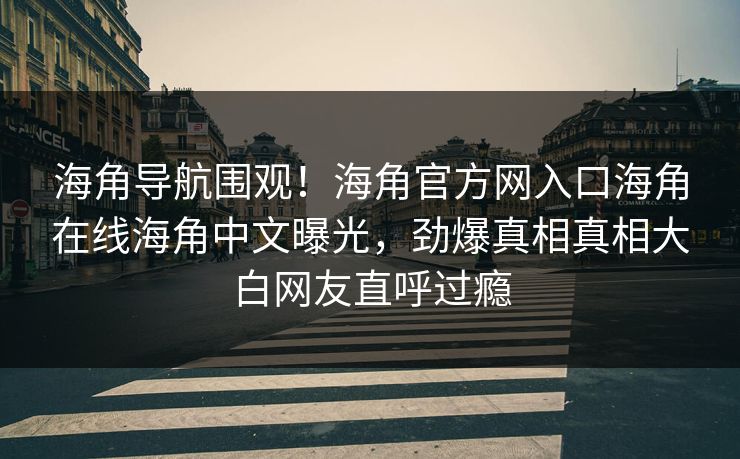 海角导航围观！海角官方网入口海角在线海角中文曝光，劲爆真相真相大白网友直呼过瘾