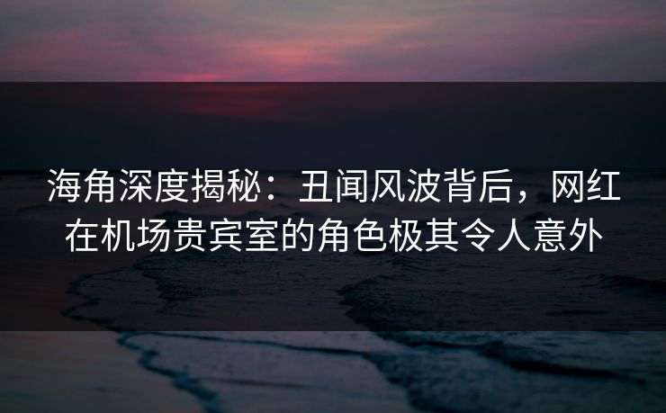 海角深度揭秘：丑闻风波背后，网红在机场贵宾室的角色极其令人意外