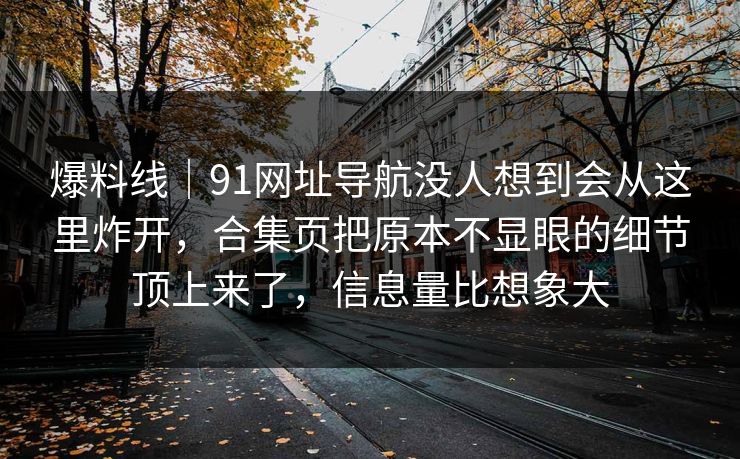 爆料线｜91网址导航没人想到会从这里炸开，合集页把原本不显眼的细节顶上来了，信息量比想象大